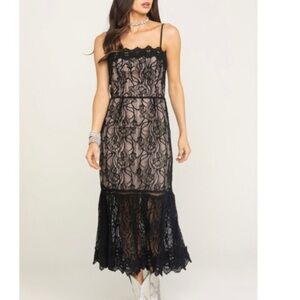 BB Dakota Novelty Black Lace Midi Dress